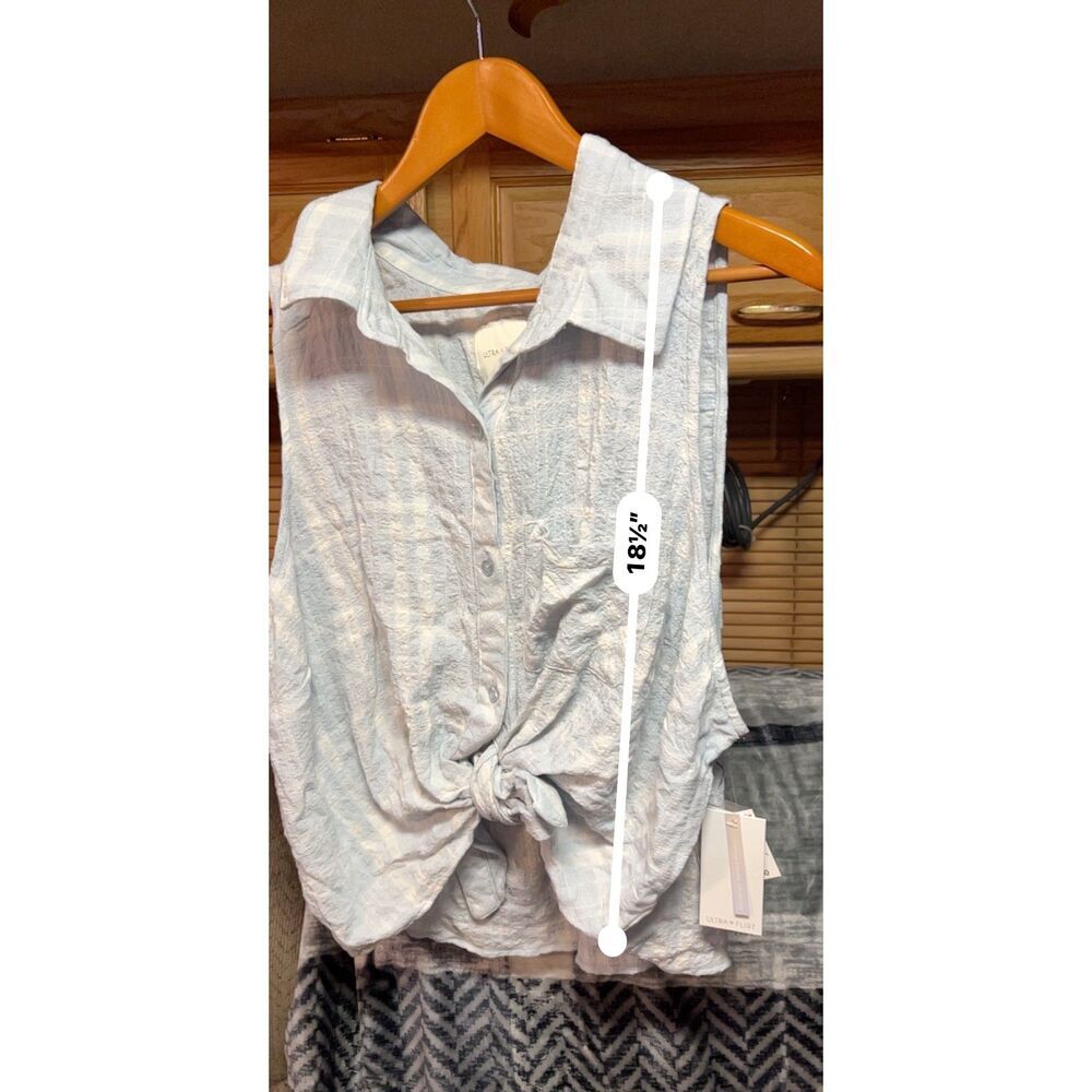 NWT Ultra Flirt Coastal Cowgirl Tie-Front Tank Top - Size 3X - Light Blue - Picture 6 of 7